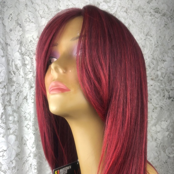 22 Inch Wine Colored Synthetic Blend main image 5